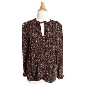 A.P.C. Lillian Ruffle Silk Cherry Print Blouse Cottagecore Vintage‎ Inspired 8